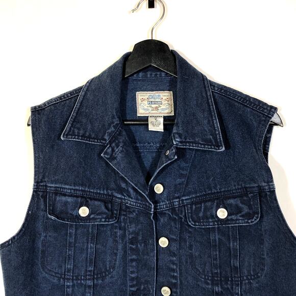 P.S. Gitano Denim Vest Dark Blue Cotton Vintage Retro 80s Western Workwear - Picture 2 of 10